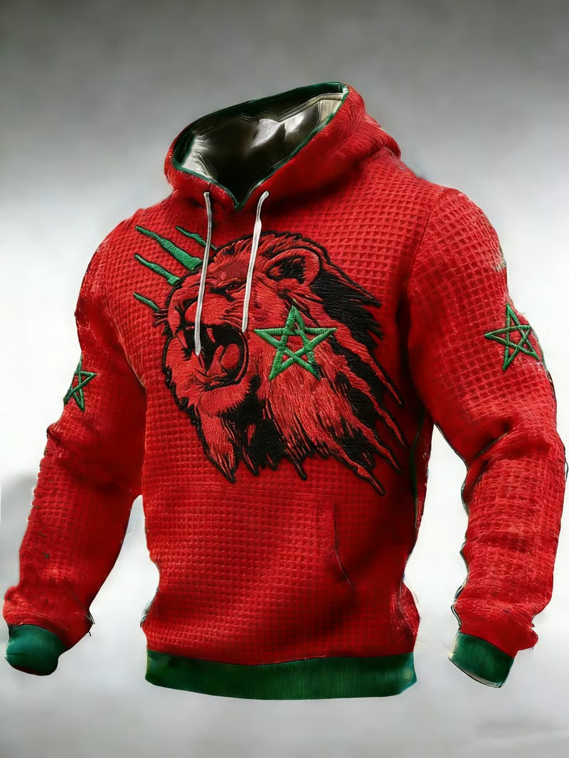 Morocco Atlas Lions World Cup 2026 Hoodie Roaring Lion Star Soccer Fan Gear Gift For Fans