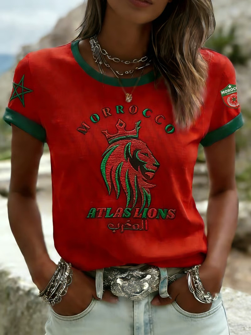 Morocco Atlas Lions World Cup 2026 T-Shirt Crowned Lion Soccer Fan Gear Clothing Gift For Fans