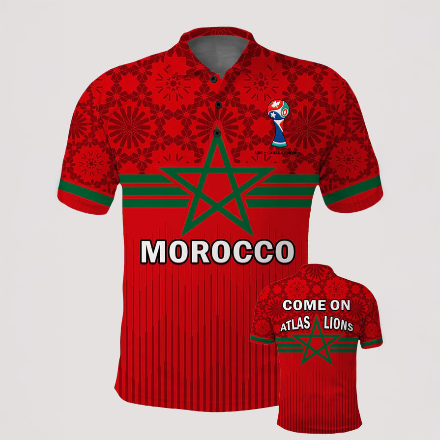 Morocco FIFA World Cup 2026 Polo Shirt Come One Atlas Lions Shirt Soccer Lover Gift