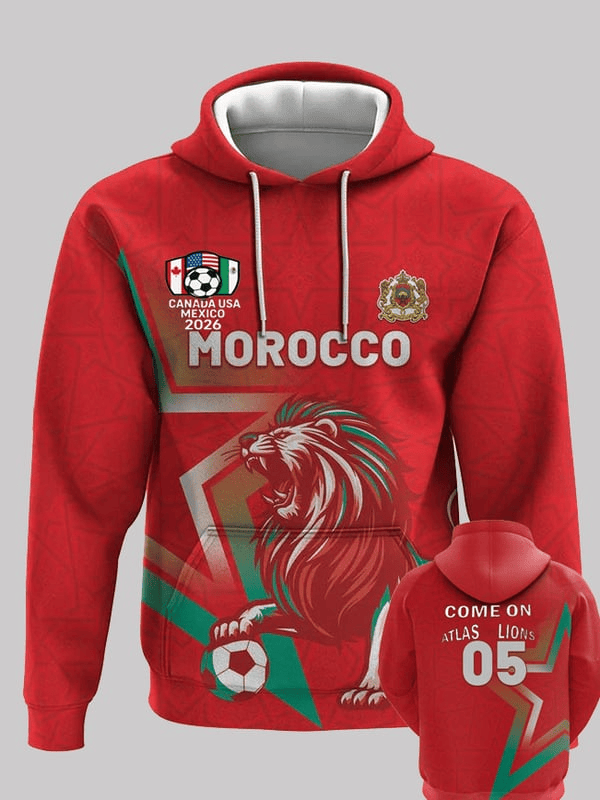 Morocco Football World Cup 2026 Hoodie Come On Atlas Lions Apparel Best Gifts For Football Fans