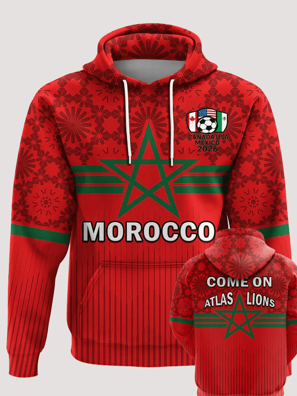Morocco Football World Cup 2026 Hoodie Come On Atlas Lions Hoodie Football Fan Gifts Morocco Football World Cup 2026 Hoodie Come On Atlas Lions Hoodie Football Fan Gifts