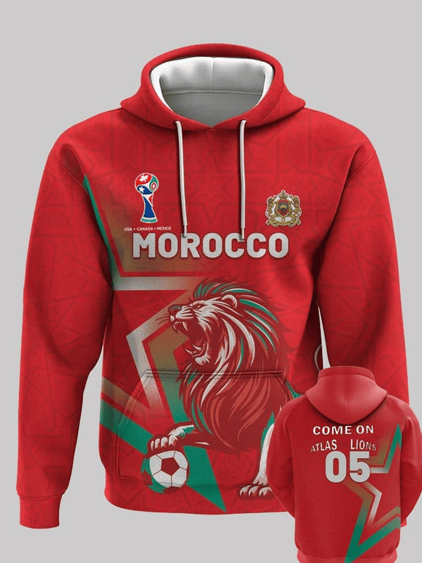 Morocco Football World Cup 2026 Hoodie Come On Atlas Lions Hoodie Gifts For Husband