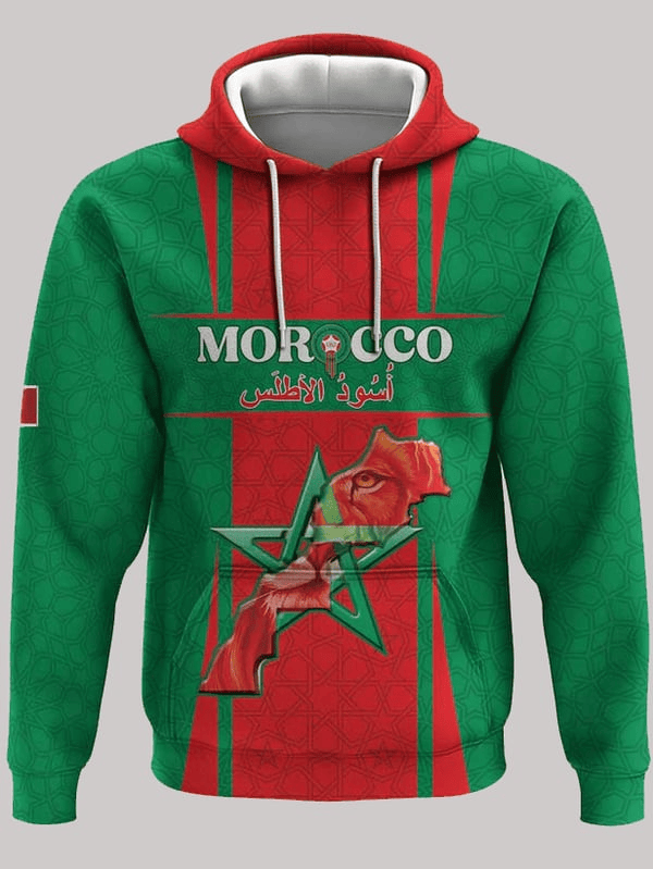 Morocco Football World Cup 2026 Hoodie Men's Game Day Clothing Present For Husband Morocco Football World Cup 2026 Hoodie Men's Game Day Clothing Present For Husband
