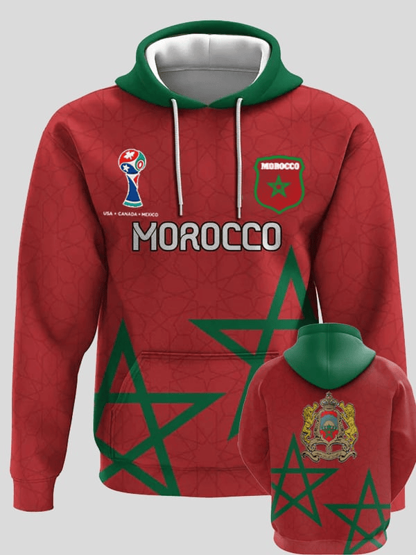 Morocco Football World Cup 2026 Hoodie Trendy Game Day Apparel Gifts For Football Lover For Men
