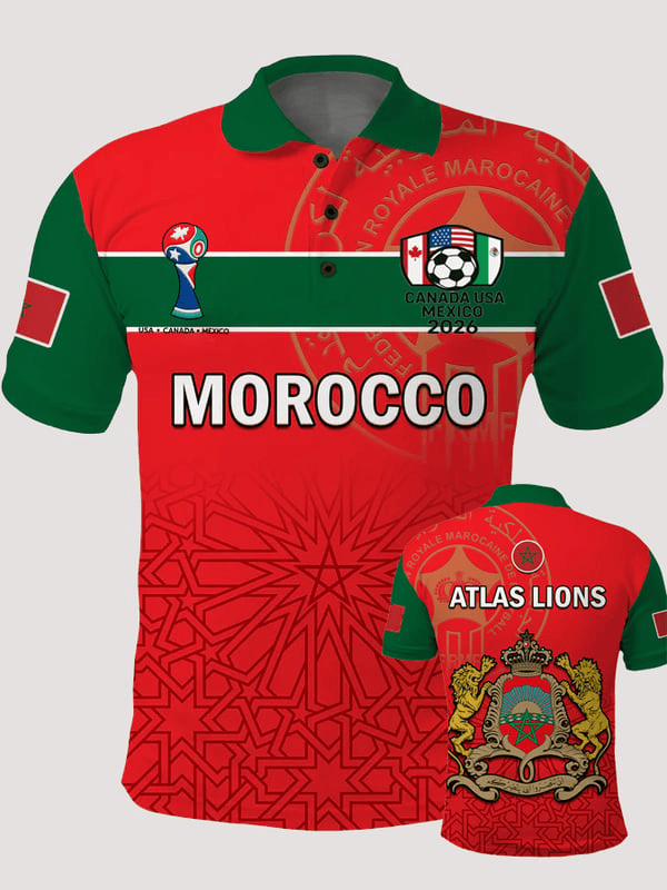 Morocco Football World Cup 2026 Polo Shirt Atlas Lions Game Day Shirt Gifts For Brothers