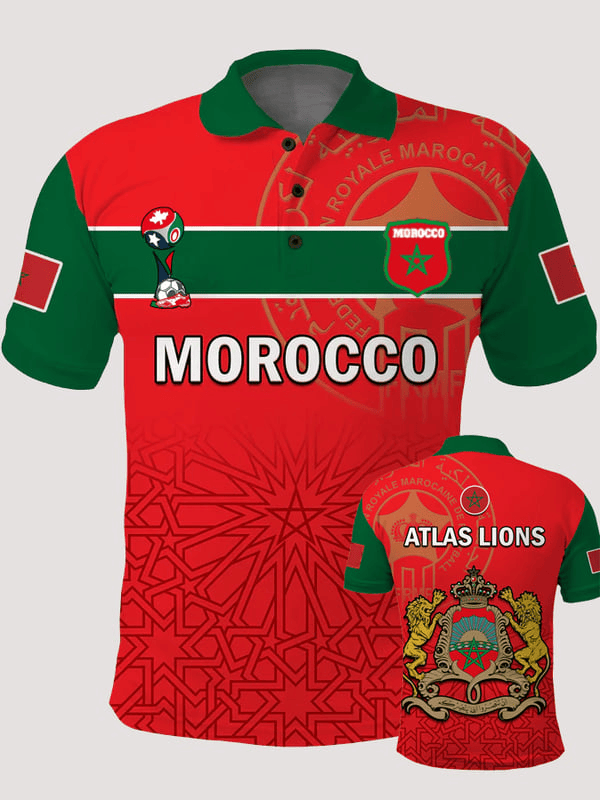 Morocco Football World Cup 2026 Polo Shirt Atlas Lions Morocco National Football Team Merch