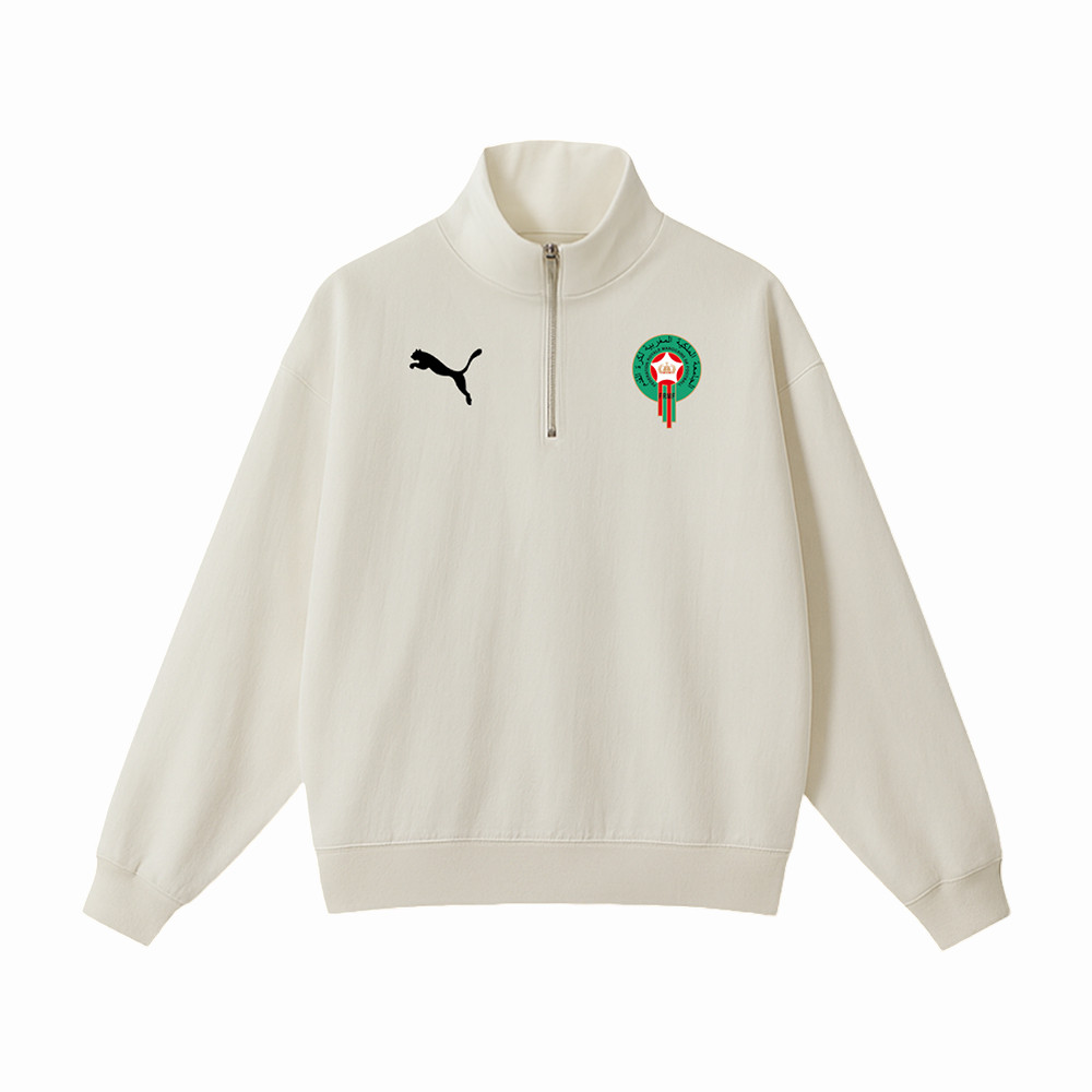 Morocco National Football Team Zip Sweatshirt Morocco Football Clothing Football Fan Gift