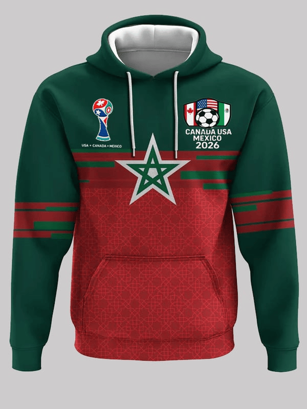 Morocco National Football World Cup 2026 Hoodie Men's Game Day Clothing Football Fan Gifts