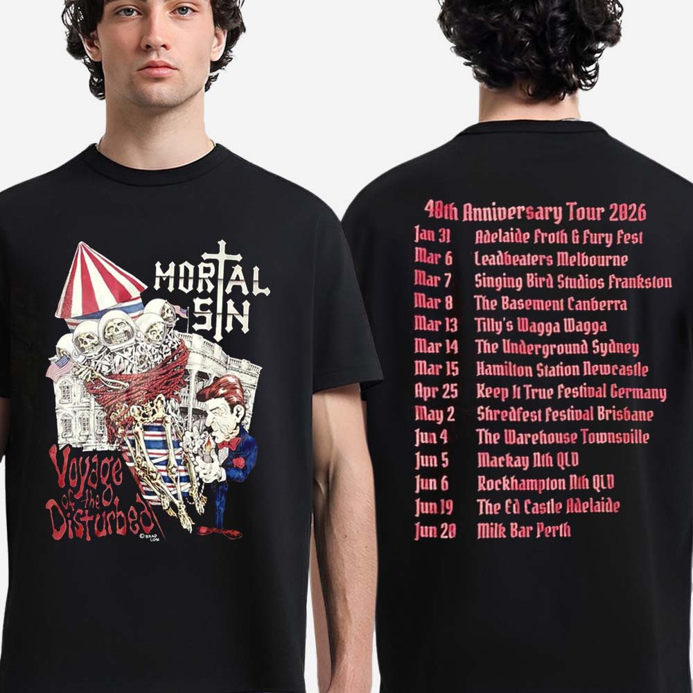 Mortal Sin Voyage Of The Disturbed T-Shirt 48th Anniversary Tour 2026 Merch Fans Gift