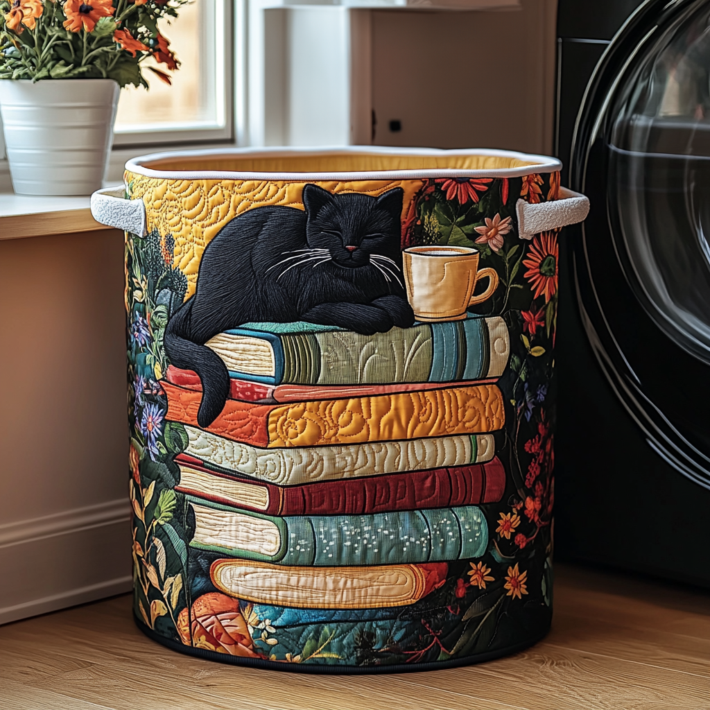 Mosaic Cat Quilted Laundry Basket Excellent Gift For Her