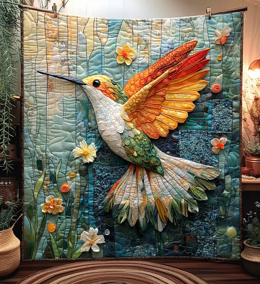Mosaic Hummingbird Quilted Blanket Gifts For Hummingbird Lovers