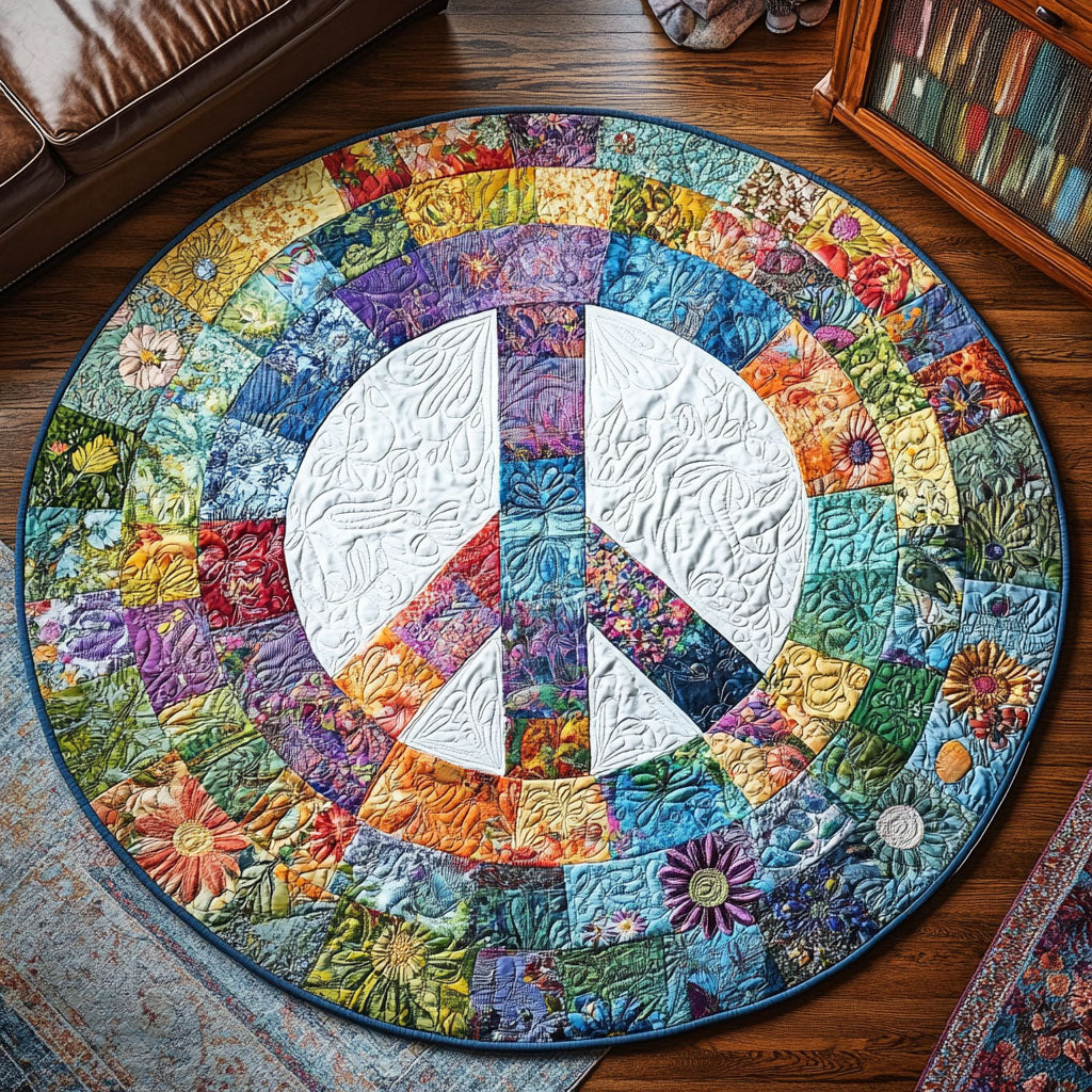 Mosaic of Love Quilted Round Mat Christmas Entryway Decor Flower Lily Themed Gifts