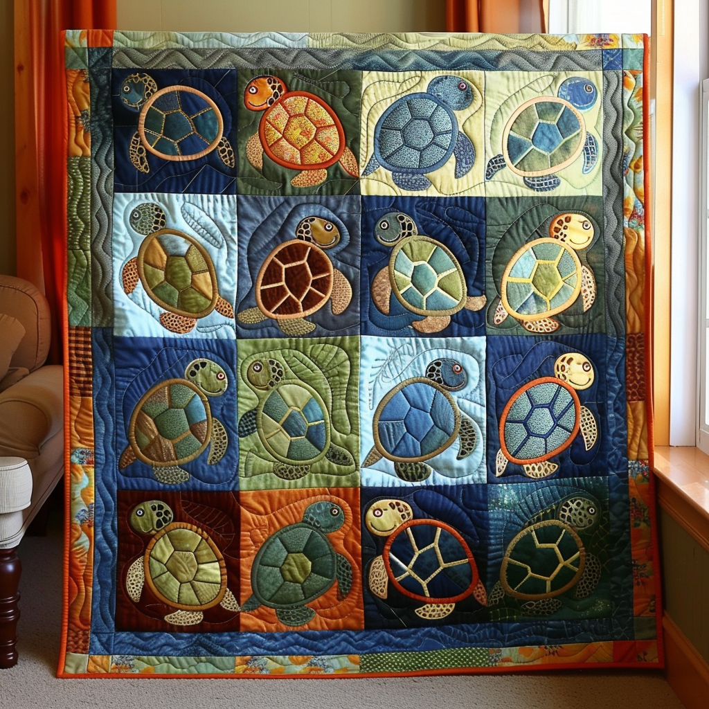Mosaic Turtle Quilted Blanket Gifts For A Turtle Lover