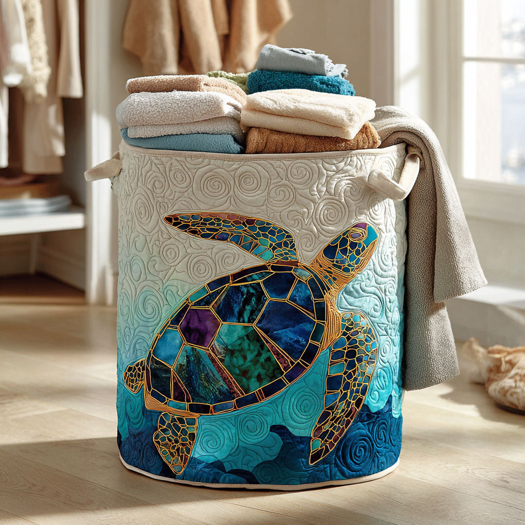 Mosaic Wave Quilted Laundry Basket Decorative Quilted Laundry Basket for Neat Spaces