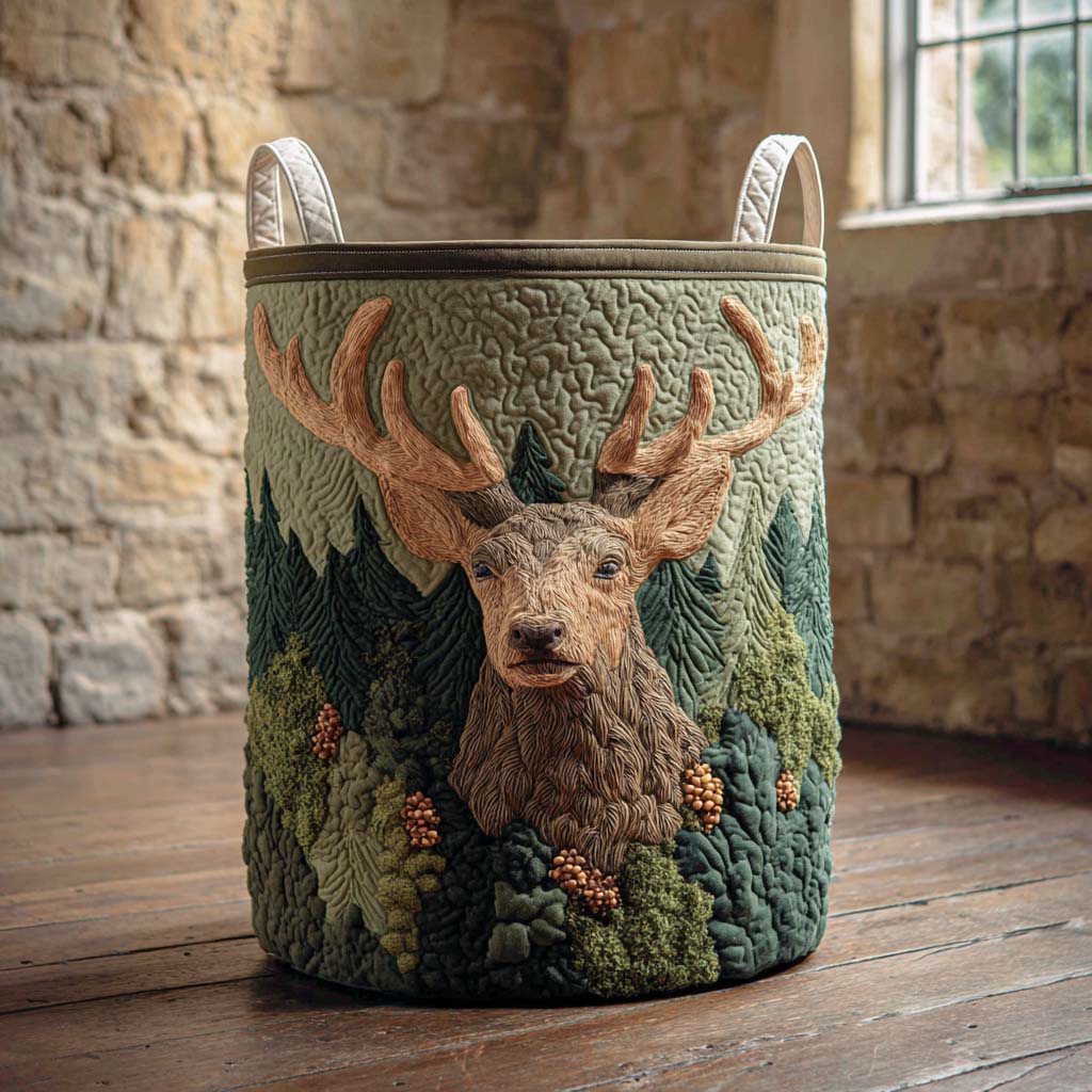 Moss And Majesty Quilted Laundry Basket Thanksgiving Merch Gift