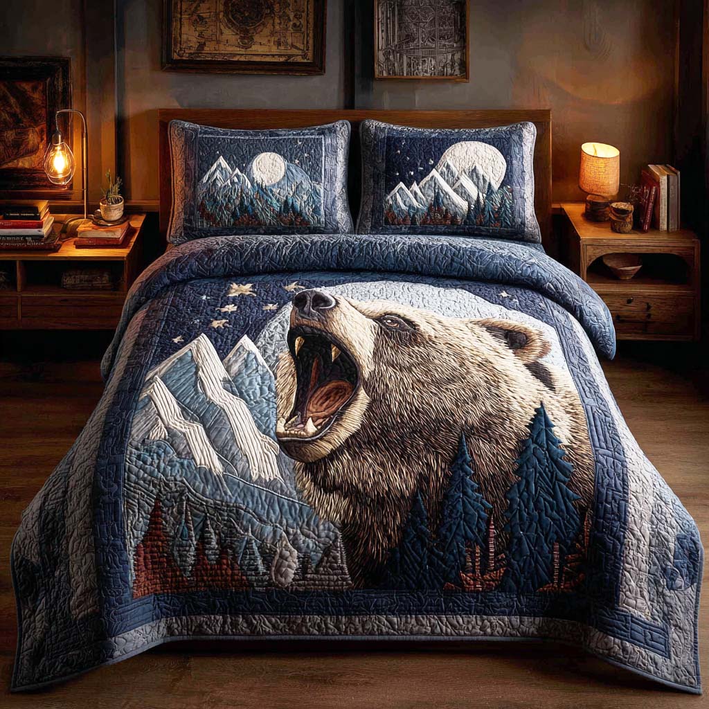 Moss Claw Quilted Bedding Set Best Bed Sheet Set Bear Gifts For Him