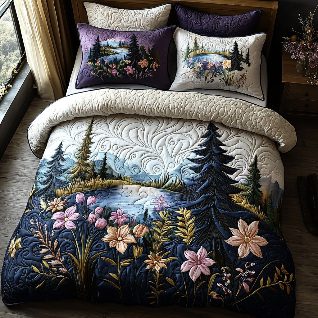 Mosslight Quilted Bedding Set Forest Themed Bedroom Decor Christmas Gifts For Husband