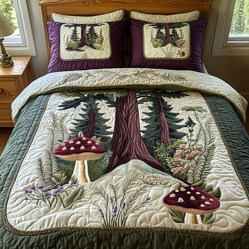 Mossy Forest Quilted Bedding Set Forest Bedroom Ideas Grandchildren Christmas Gift Ideas