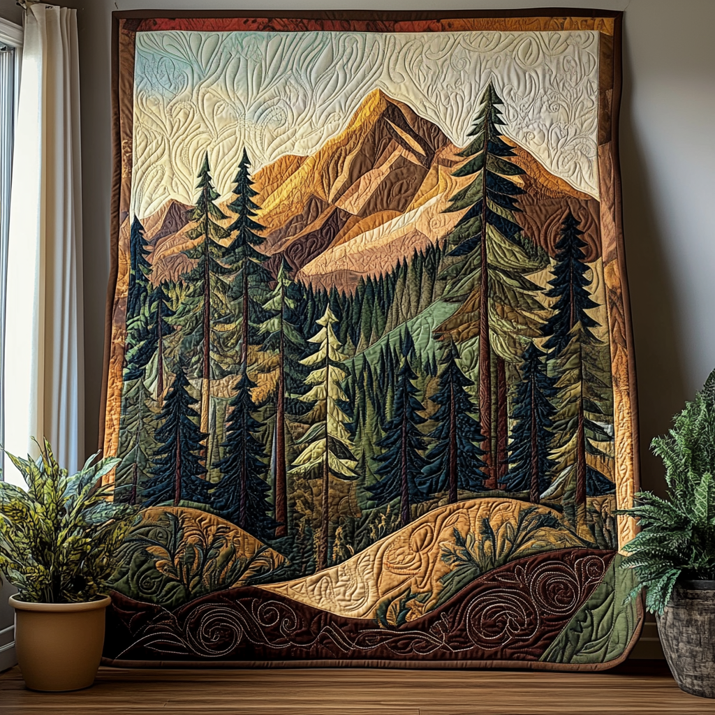 Mossy Pine Quilted Blanket Xmas Holiday Presents For Nature Lovers