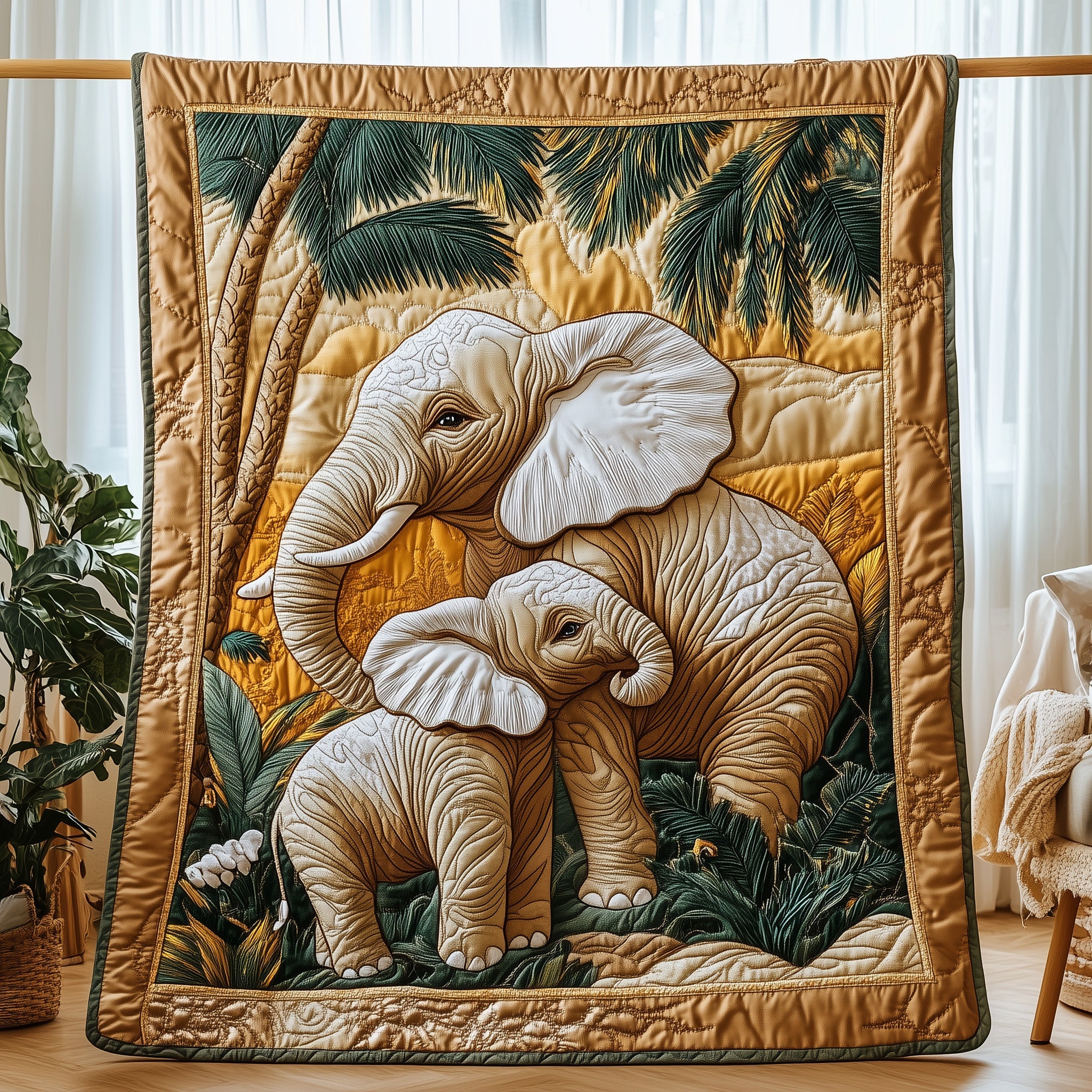 Mother Love Elephant Quilted Blanket Cute Cozy BlanketBest Elephant Gift Ideas