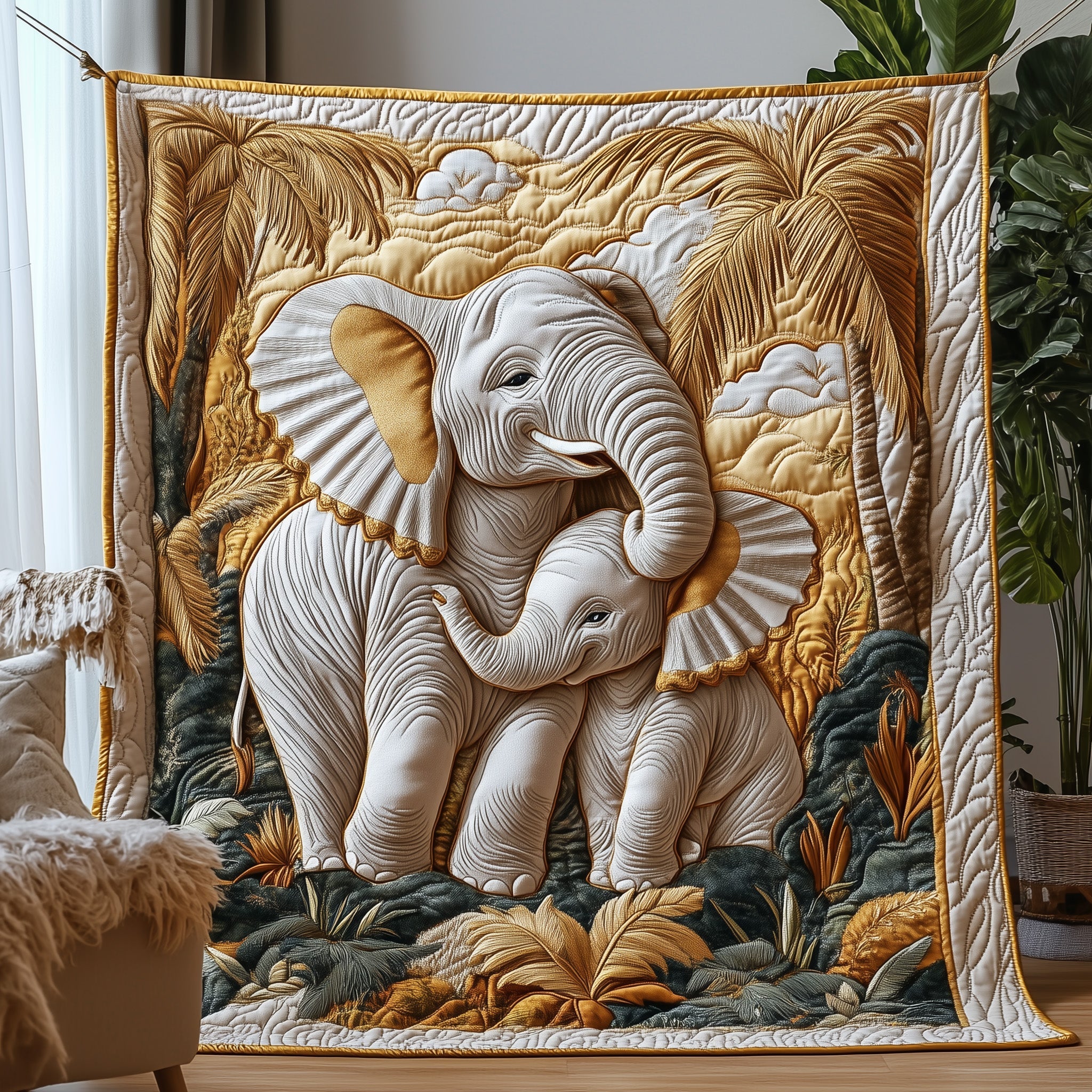 Mother Love Elephant Quilted Blanket Cute Cozy BlanketWomens Elephant Gifts For Her