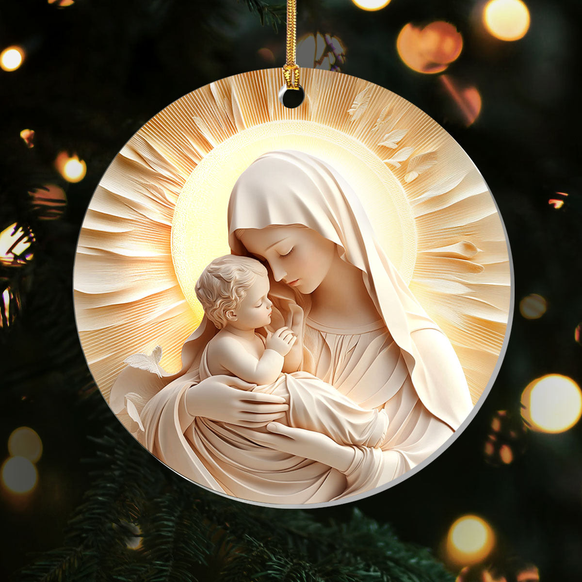Mother Of Light Christmas Ornament Virgin Mary And Baby Jesus Christian Keepsake Xmas Gifts