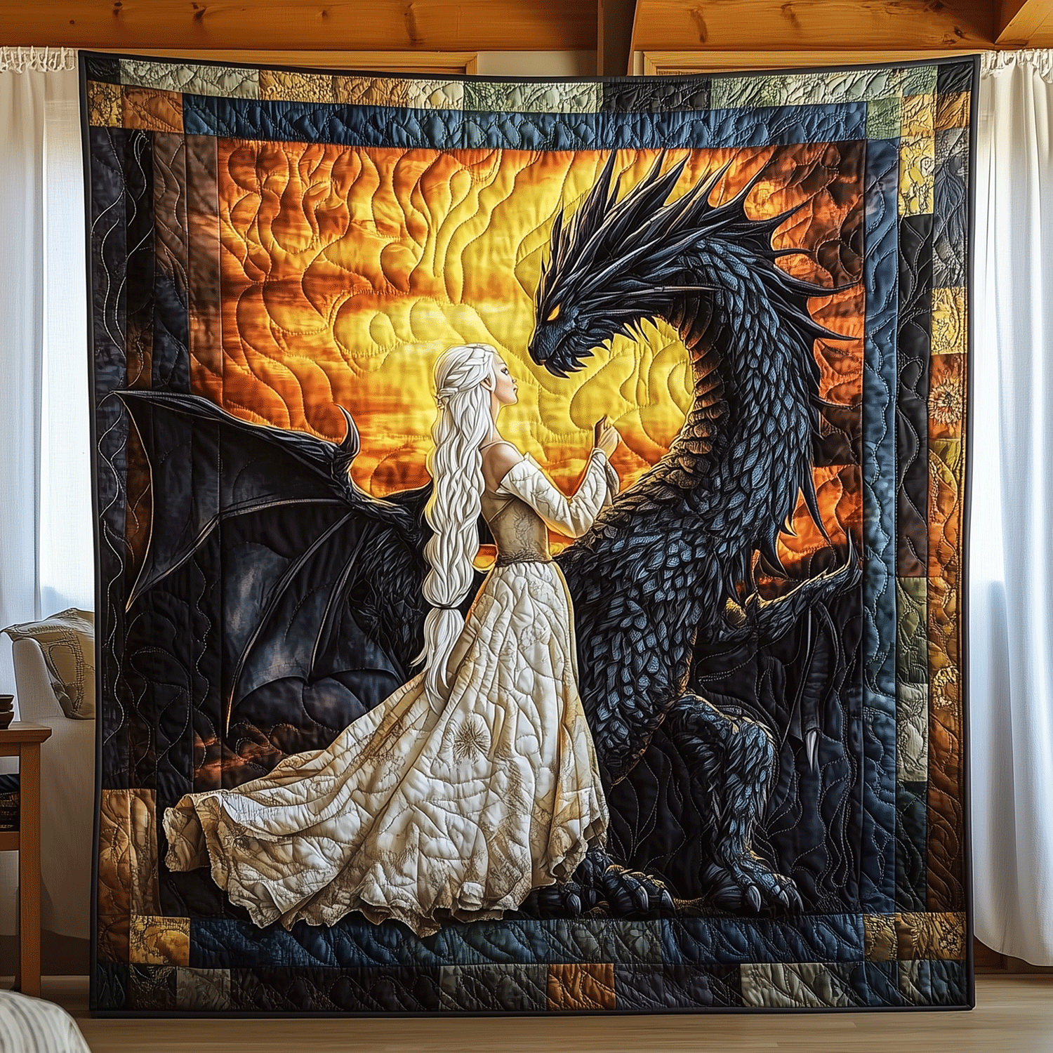 Mother of the Flame Quilted Blanket Unique Dragon Gifts