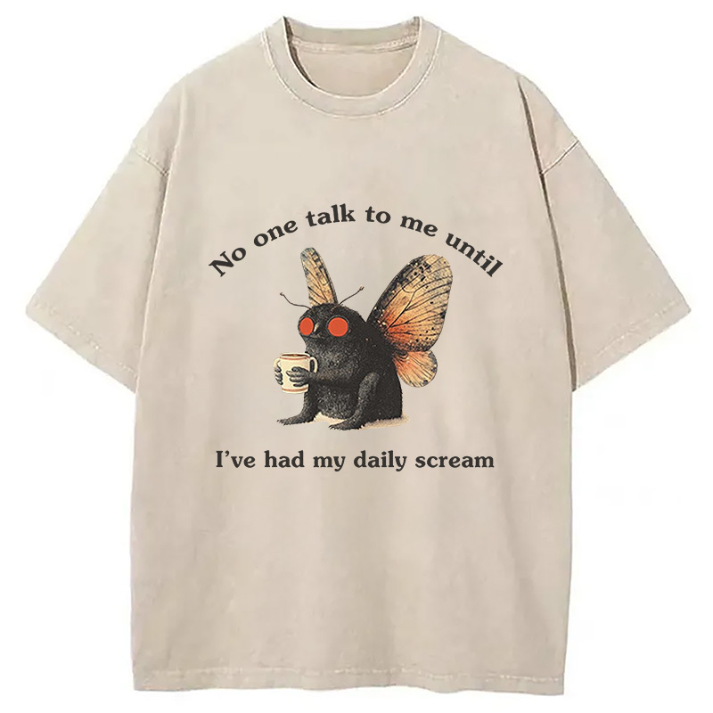 Mothman Coffee Washed T-Shirt Trendy Aesthetic Graphic Apparel Gifts For Sister