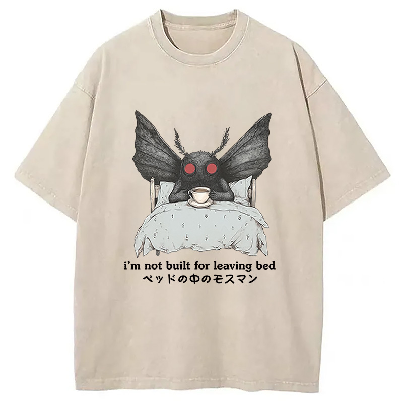 Mothman in Bed Washed T-Shirt Trendy Everyday Casual Outfit Gifts For Her