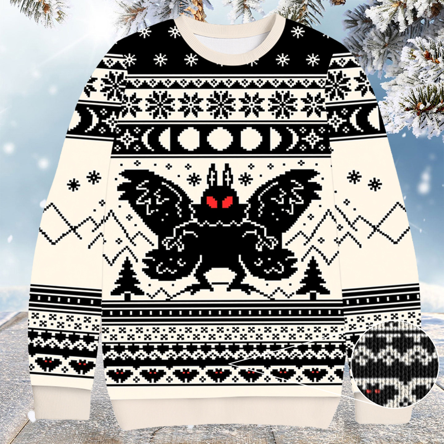 Mothman Moon Christmas Ugly Sweater Christmas Gifts For Men