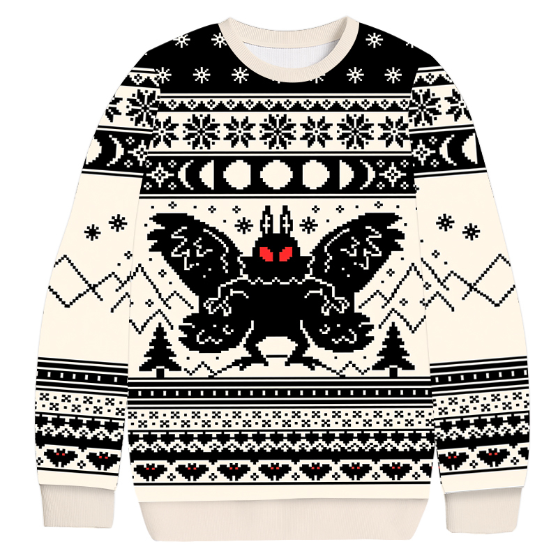 Mothman Moon Christmas Ugly Sweatshirt Holiday Season Gag Gift Top