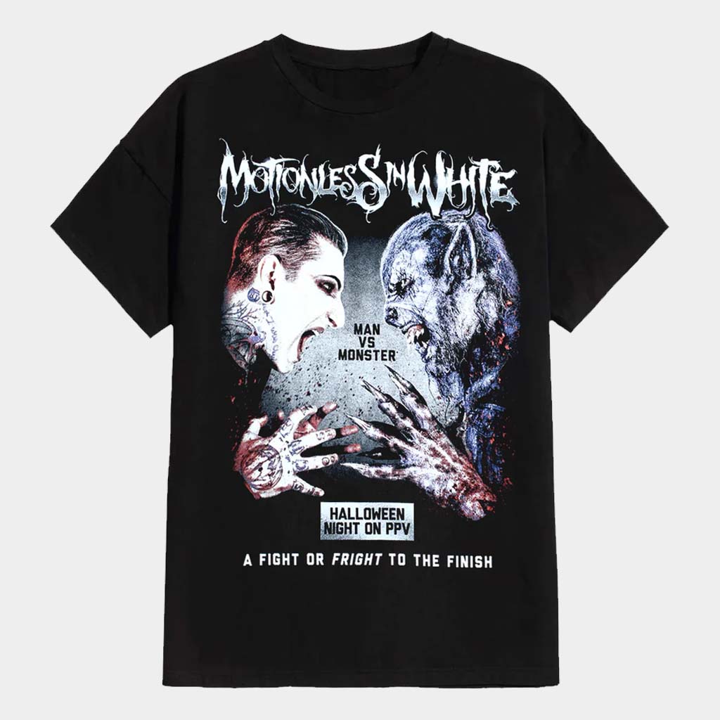 Motionless In White Merch Man Vs Monster T-Shirt Motionless In White Shirt Gifts For Band Fans