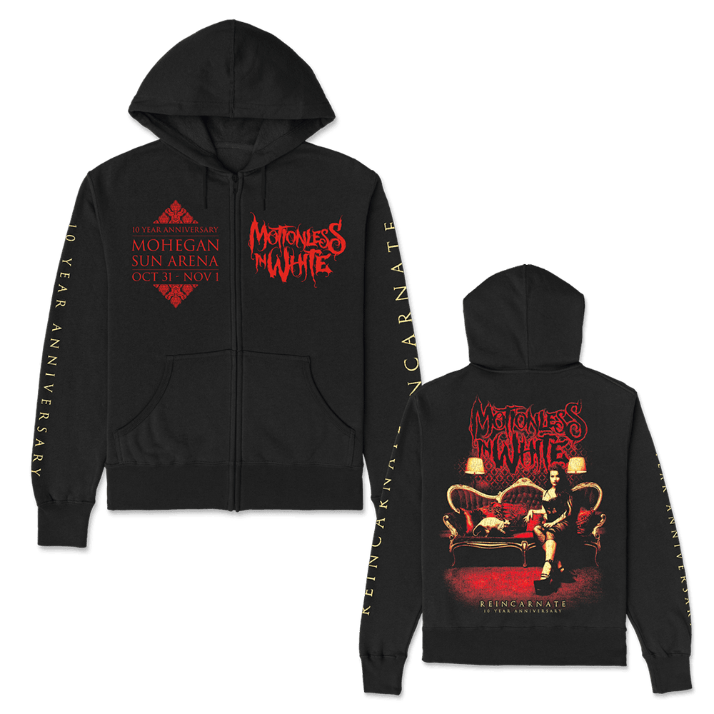 Motionless In White Merch Reincarnate 10 Year Apocalypse Fest Zip Hoodie Father's Day Gift for Dad