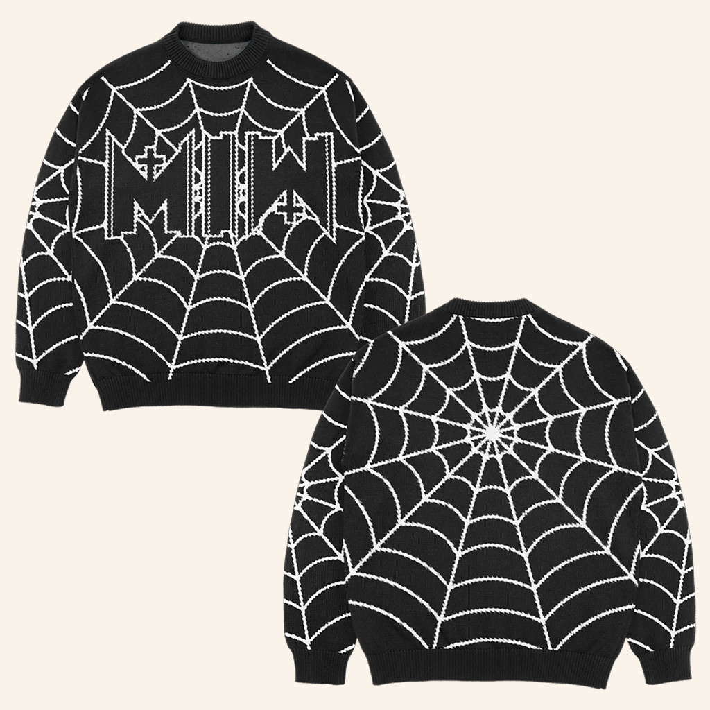 Motionless In White Merch Spiderweb Sweater MIW Apparel Gift Ideas For Him Motionless In White Merch Spiderweb Sweater MIW Apparel Gift Ideas For Him