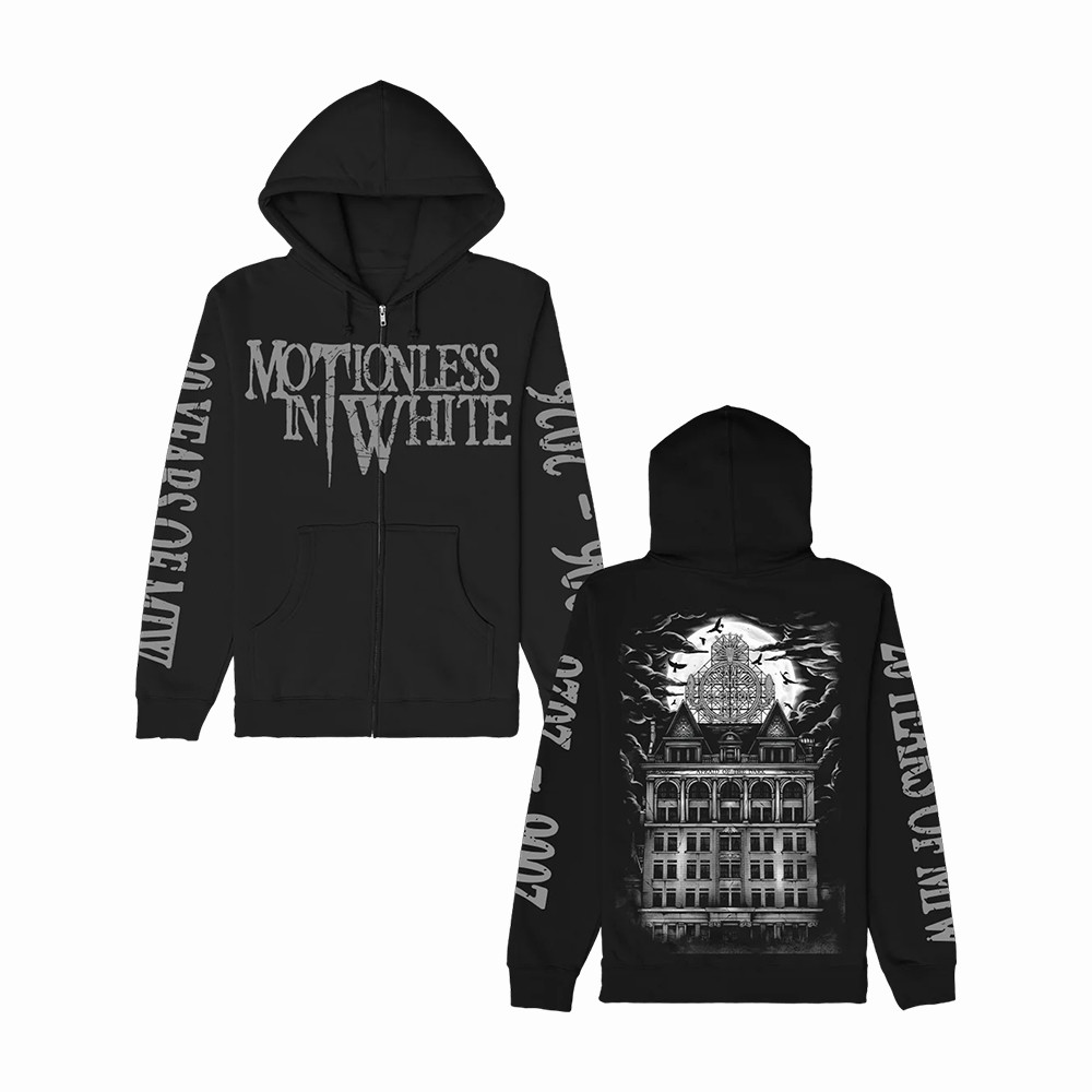 Motionless In White Merch Throwback Logo Zip Up Hoodie Gift For Partisans