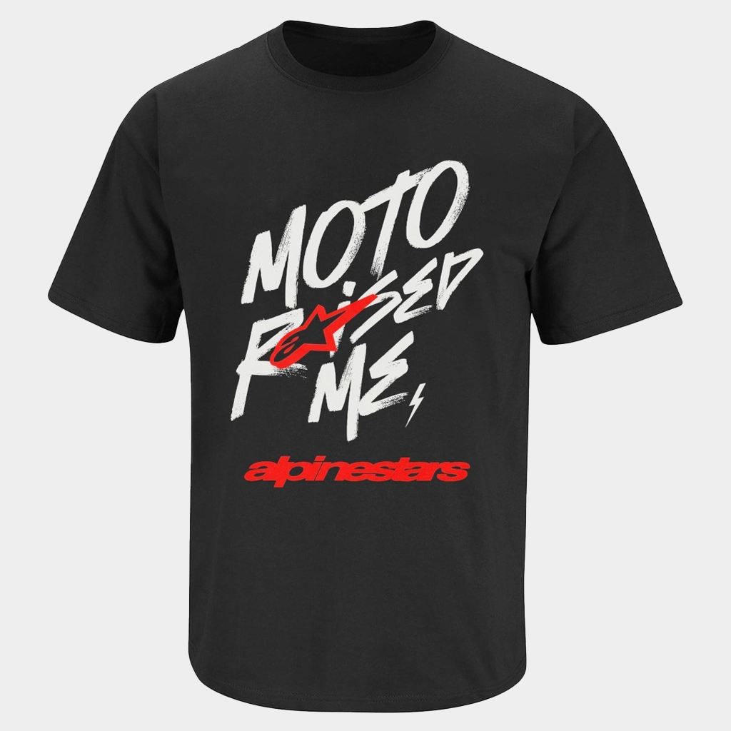Moto Raised Me x Alpinestars T-Shirt Gifts Ideas For Husband