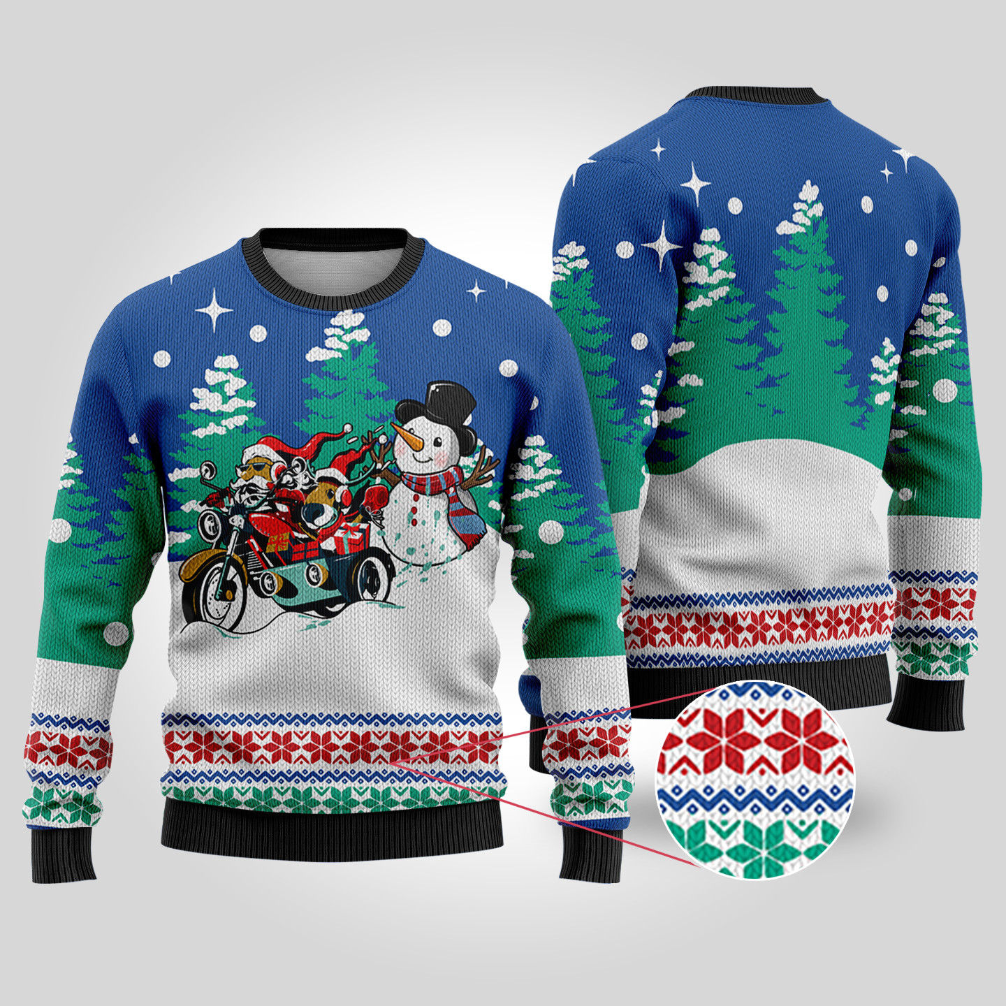 Motorcycle Santa Ugly Christmas Sweater Royal Warm Winter Merch Gift for Someone You Love