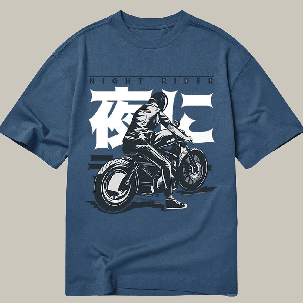 Motorcyclist Japanese Night Rider Classic T-Shirt Kanji Shirt Motorbike Rider Gifts