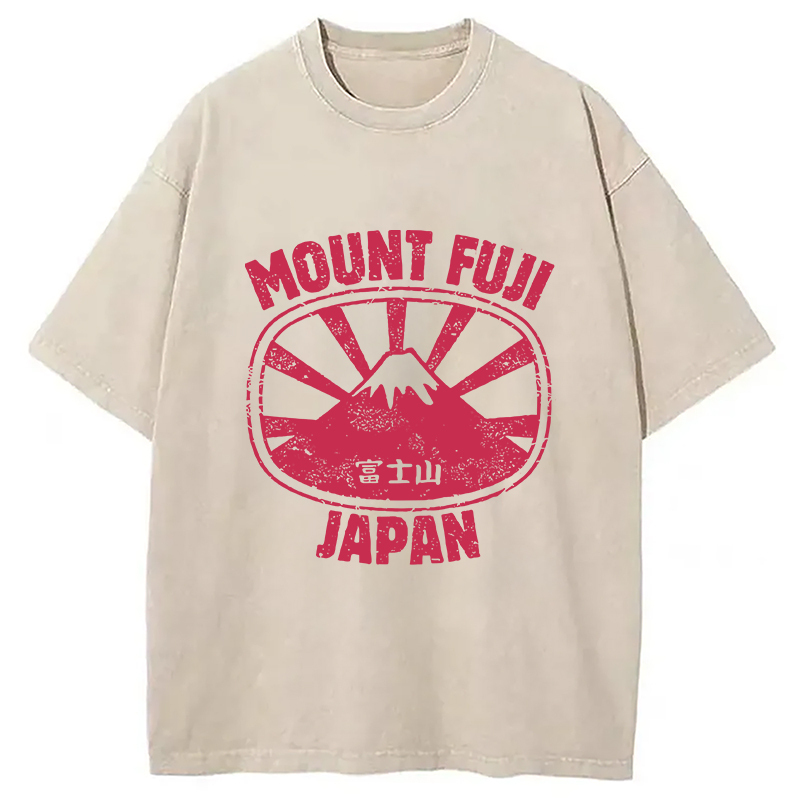 Mount Fuji Japan Washed T-Shirt Funny Graphic Gift For Friends Gifts For BFF