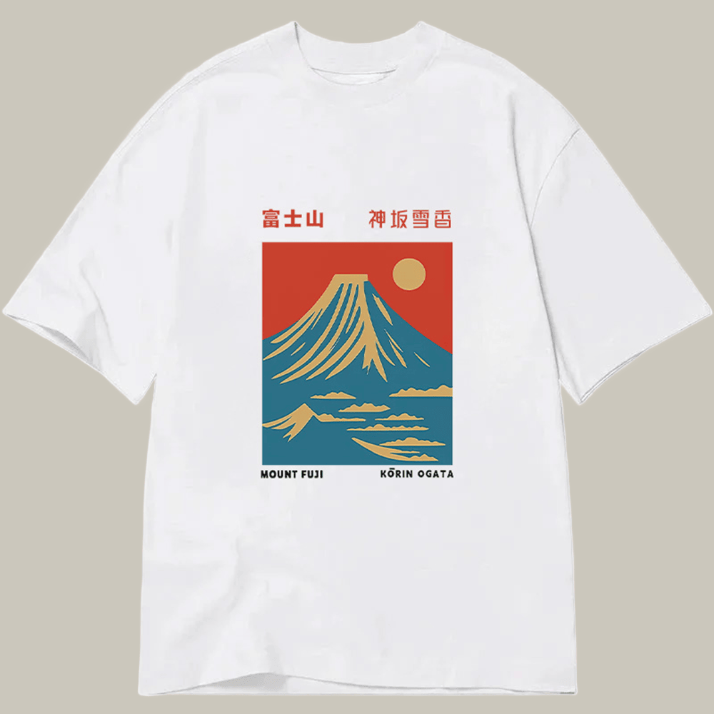 Mount Fuji Vintage Classic T-Shirt Japanese Art Pattern Shirt Gifts For Women