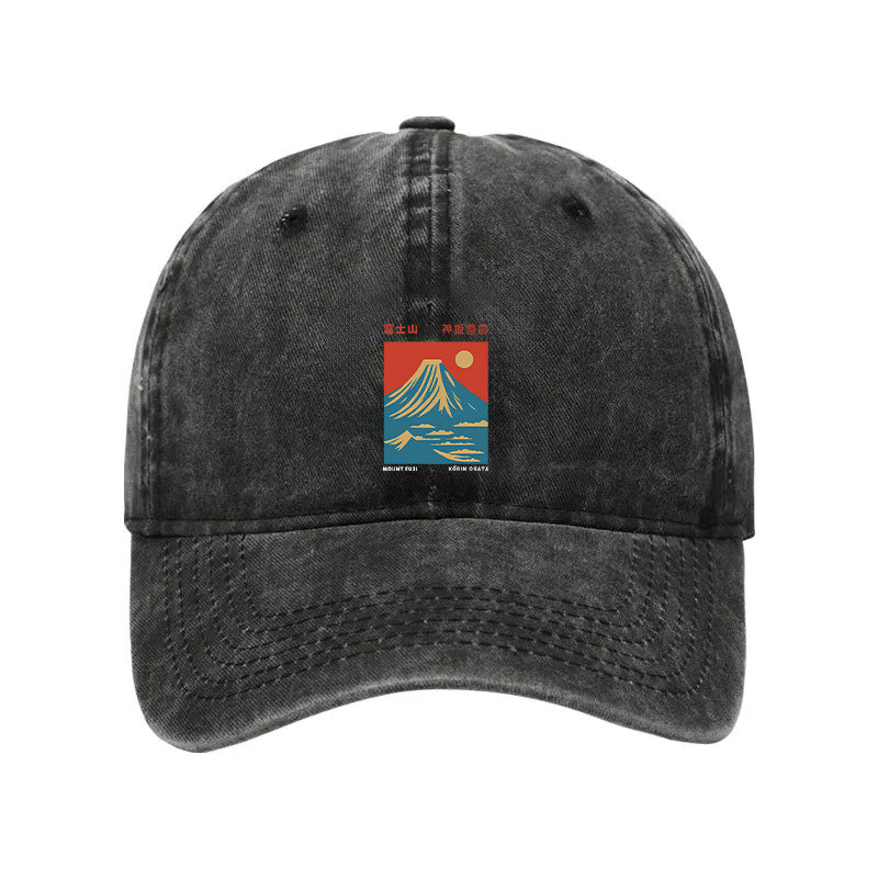 Mount Fuji Vintage Washed Hat Japanese Art Baseball Cap Gifts For Father