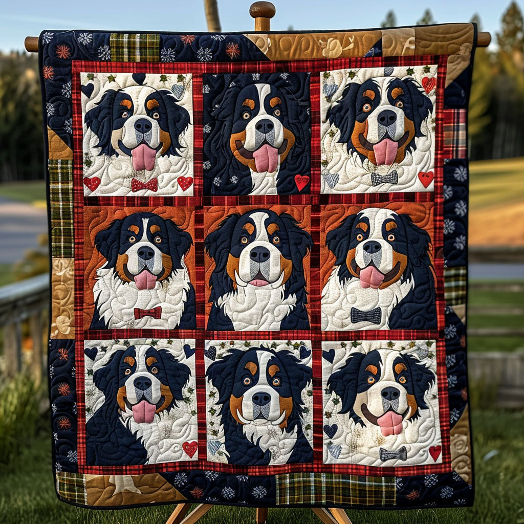 Mountain Bernese Charm Quilted Blanket Gifts For Dog Lovers
