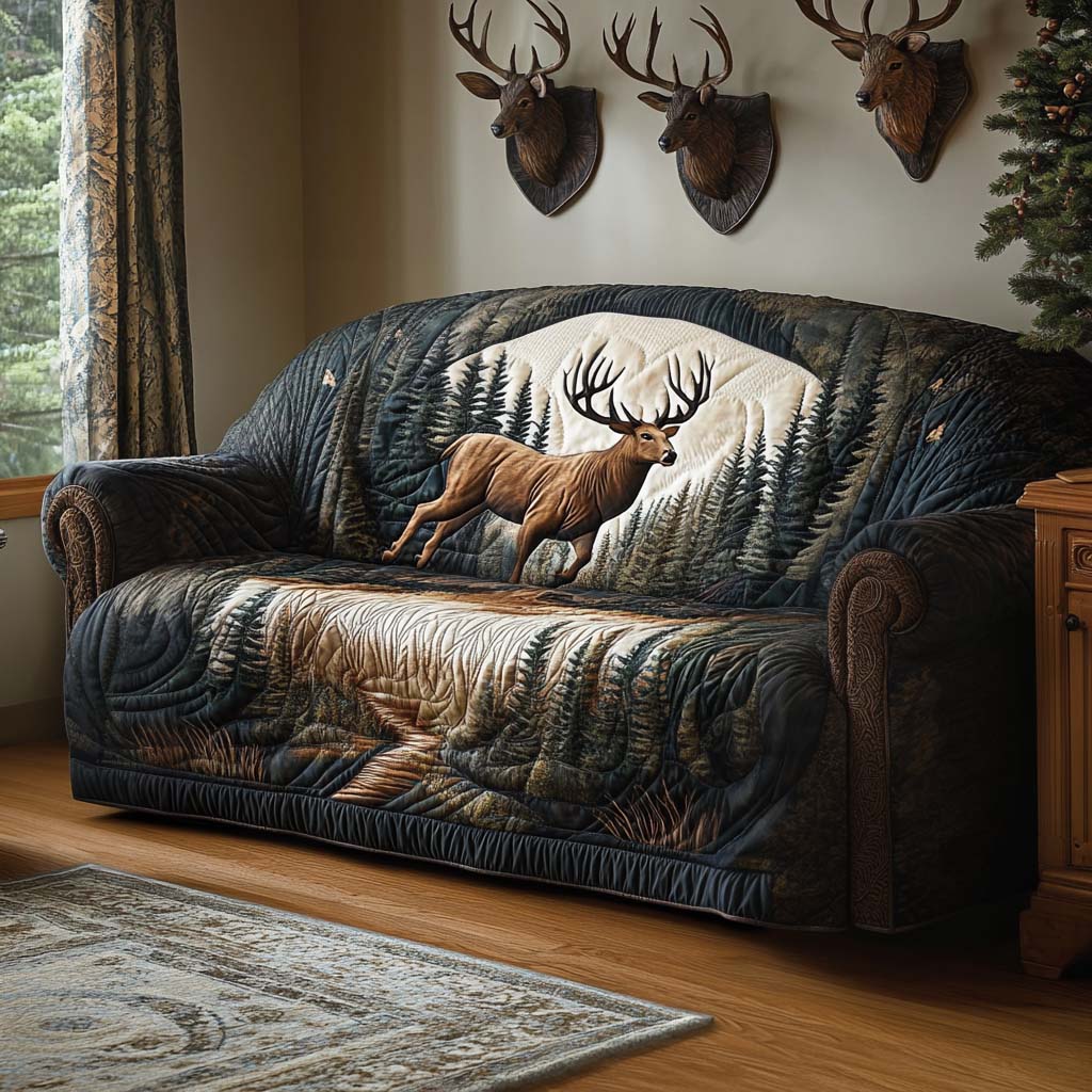 Mountain Buck Quilted Sofa Cover Living Room Decorations Deer Gifts For Him