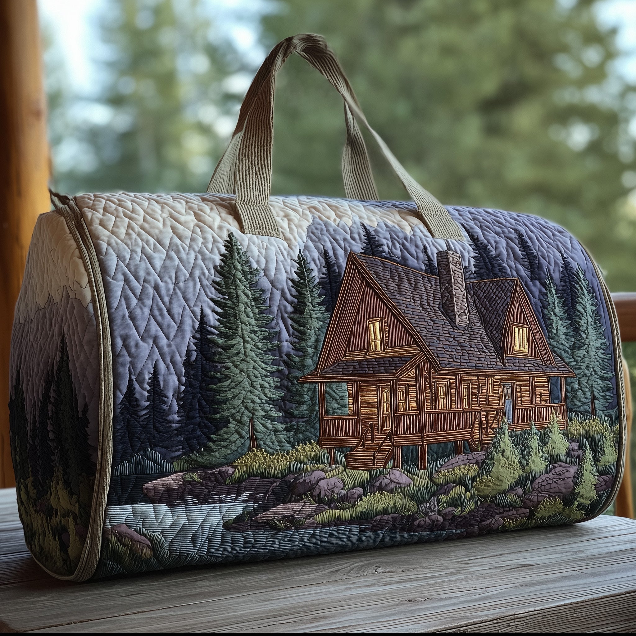 Mountain Cabin Quilted Duffle Bag Compact And Spacious
