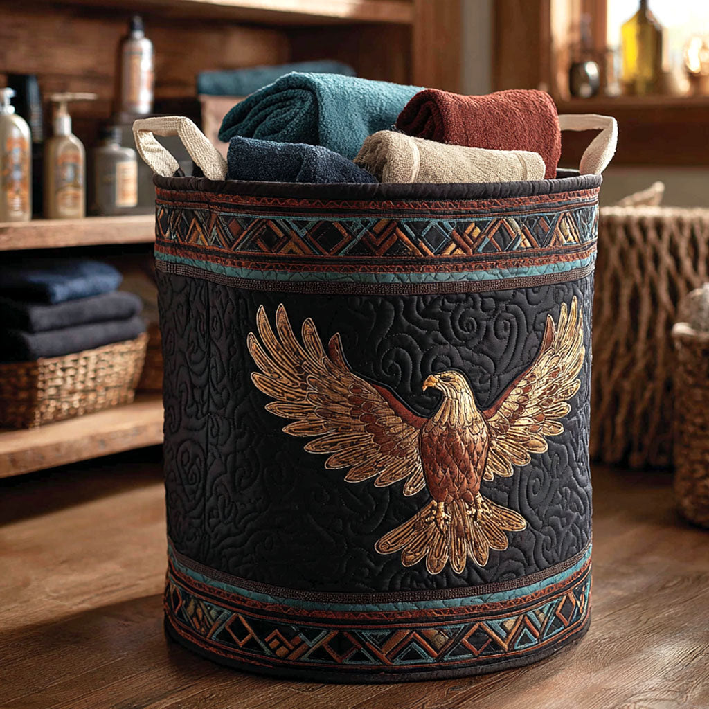 Mountain Eagle Quilted Laundry Basket Modern Quilted Laundry Basket for Minimalist Decor