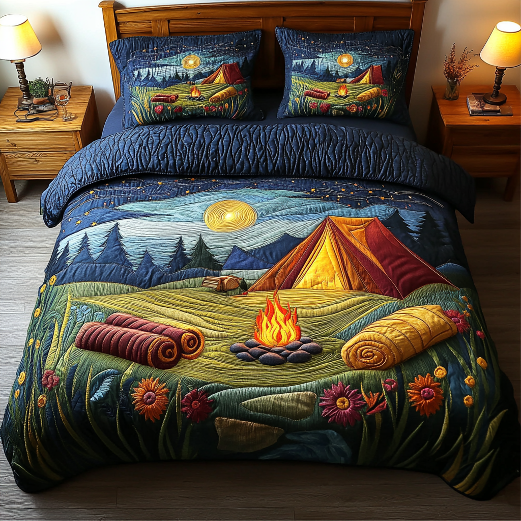 Mountain Escape Quilted Bedding Set Bed Decorations Camping Gifts Fathers Day