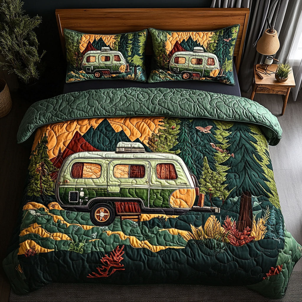 Mountain Expedition Quilted Bedding Set Best Comforter Sets Gift For Camper