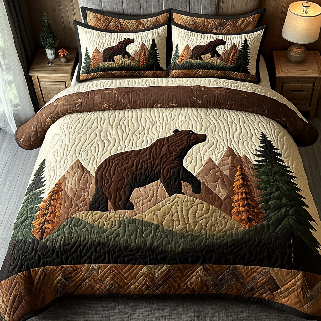 Mountain Guardian Quilted Bedding Set Best Comforter Sets Gifts For Wild Animal Lovers