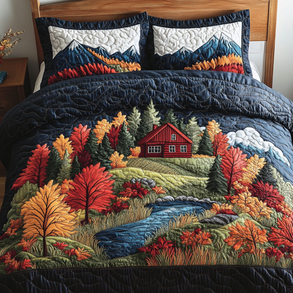 Mountain Haven Quilted Bedding Set Bed Decorations Fall Autumn Gifts For Her
