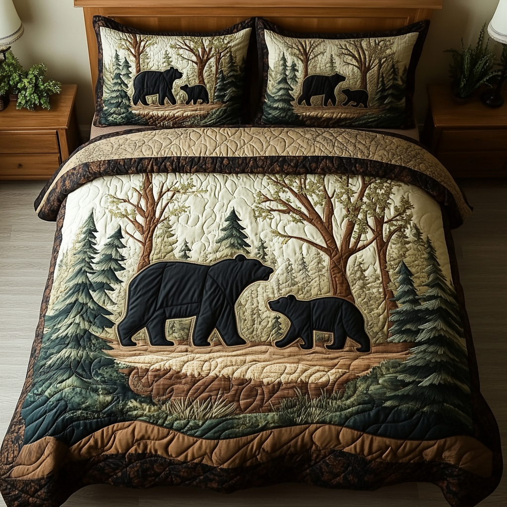 Mountain Hug Quilted Bedding Set Best Bed Sheet Set Bear Gifts For Mom